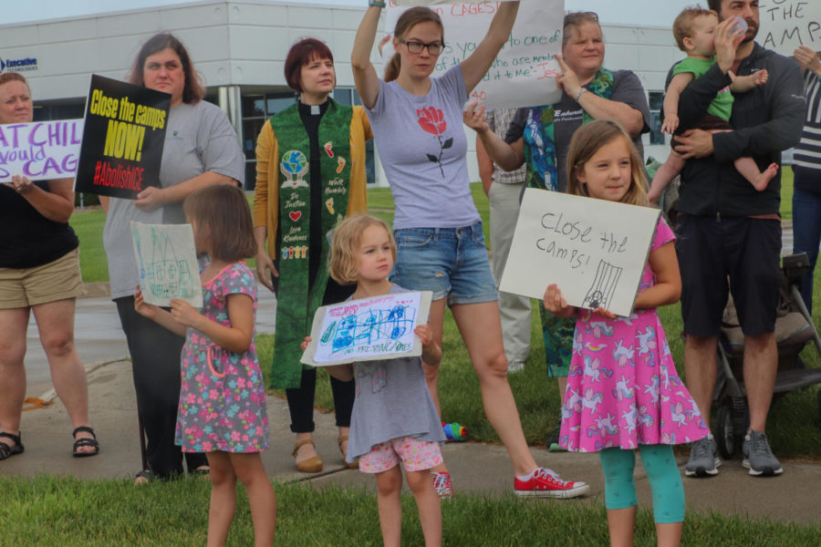 Young protesters participate in the #CloseTheCamps protest outside Rep. Steve Kings office on July 2. Protesters demonstrated outside Kings office for the closing of U.S. immigrant detention centers. 