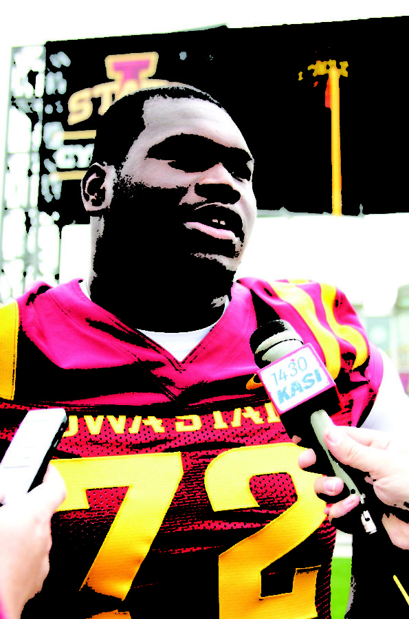 Offense lineman Kelechi Osemele of Houston, Texas, appeared Aug. 4, 2011, during media day.
