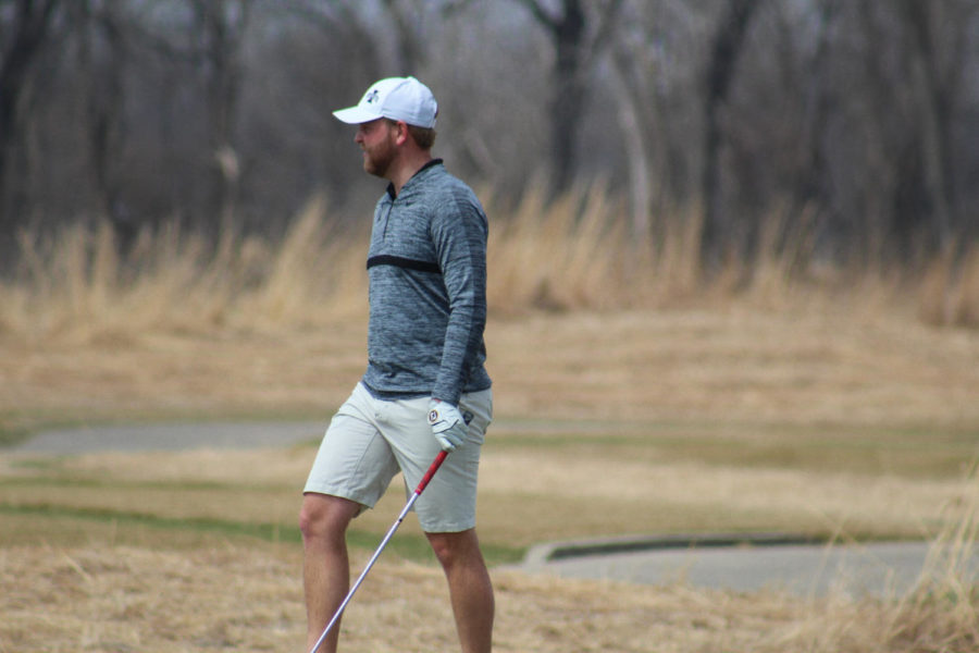 Tripp Kinney practices putting April 5, 2019, at Coldwater Golf Links.