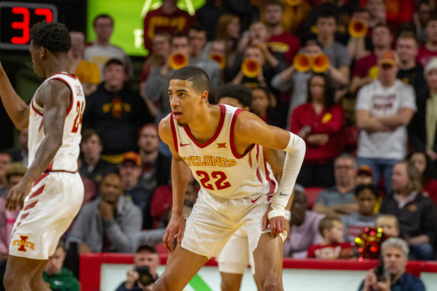 Then-sophomore guard Tyrese Haliburton looks to get a stop in a 67-53 loss to Baylor on Jan. 29.