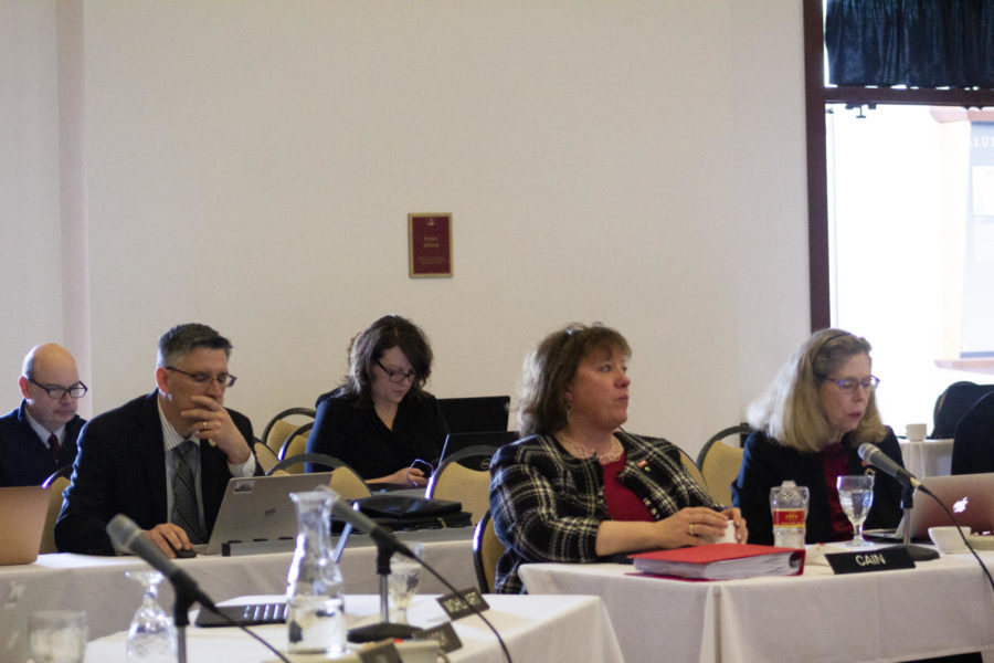 The Board of Regents held a meeting on Feb. 27 in the Reiman Ballroom at the Alumni Center. In their Aug. 1, 2018, meeting, Iowa State President Wendy Wintersteen expressed surprise at the decline in international student enrollment.