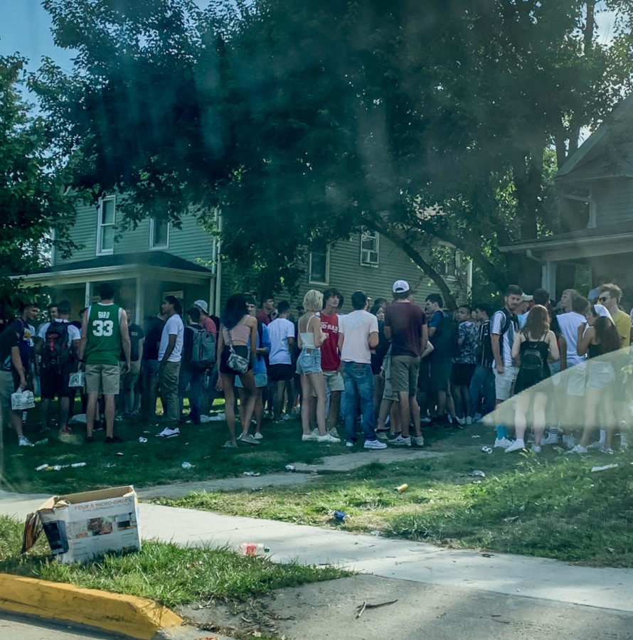 801 day is a popular tradition among Iowa State students, who start drinking at 8:01 a.m. Over 100 people gathered at a home on Welch Ave., most without masks, to celebrate on Aug. 15.