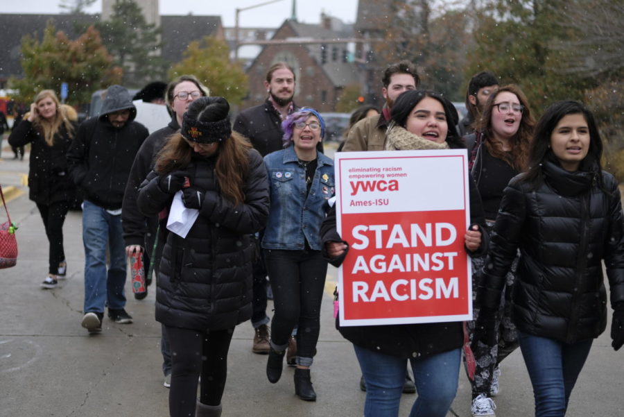 In+2019%2C+a+collective+coalition+of+Iowa+State+students+and+members+from+student+organizations+marched+together+during+their+Students+Against+Racism+protest+at+noon+Oct.+30.+The+march+started+at+the+Memorial+Union%2C+went+to+Lincoln+Way+and+then+to+Beardshear+Hall+where+students+requested+to+talk+to+President+Wendy+Wintersteen.