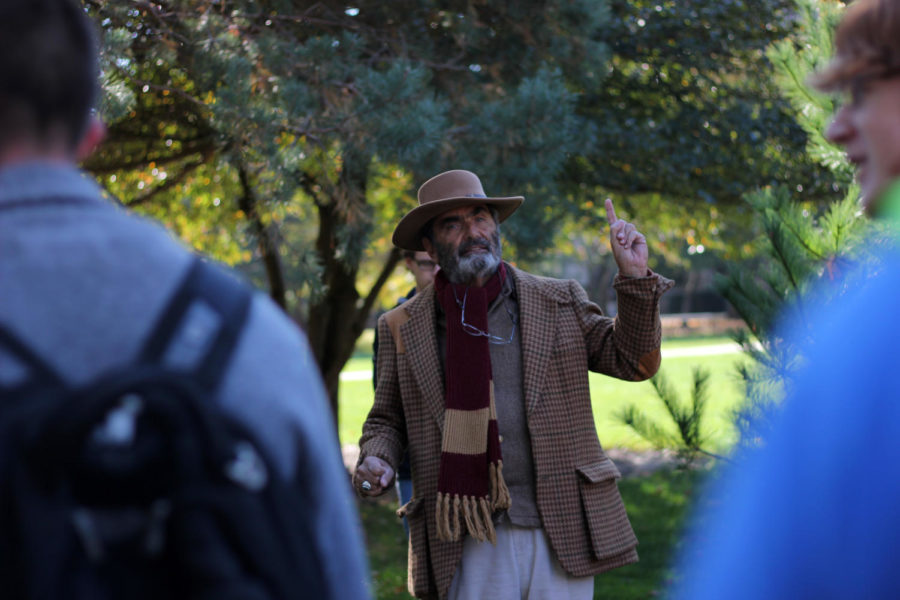 Brother Jed Smock yells in the Agora on campus Thursday. Smock said many controversial statements such as, “All sex outside of marriage is sexual assault.”
