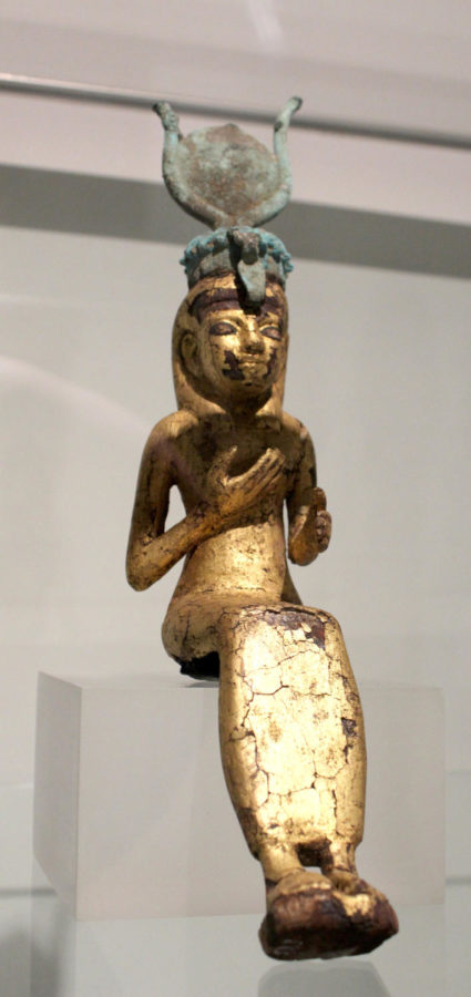 Isis Figure, c. 1400 BCE, Egyptian. Wood, bronze and gilt. Gift of Ann and Henry Brunnier. In the Ann and Henry Brunnier Collection, Brunnier Art Museum, University Museums, Iowa State University, Ames, Iowa. 5.1.1