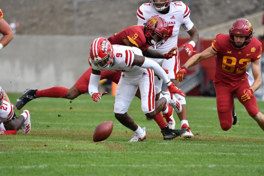 Louisiana safety Percy Butler eyes the loose ball during the first half Saturday against Iowa State.
