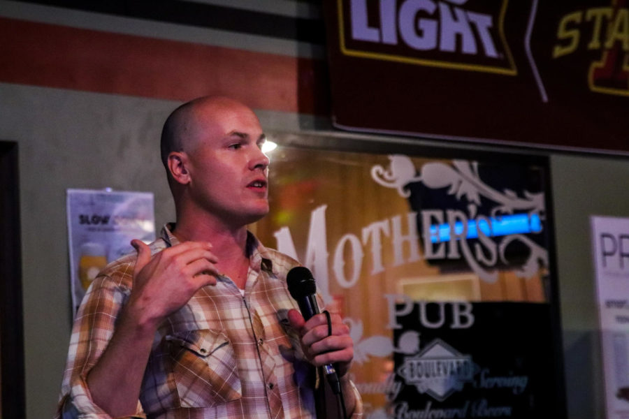 J.D. Scholten discusses his bid to run against Rep. Steve King for Iowa’s 4th House District seat at Mother’s Pub on Aug. 6, 2019. He did this after fellow Democrat Ross Wilburn won the Iowa House’s 46th District seat.