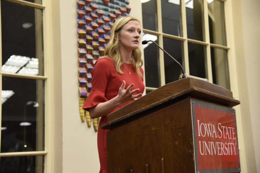 Student Government presidential candidate Morgan Fritz, then-sophomore in political science, debated Feb. 25.