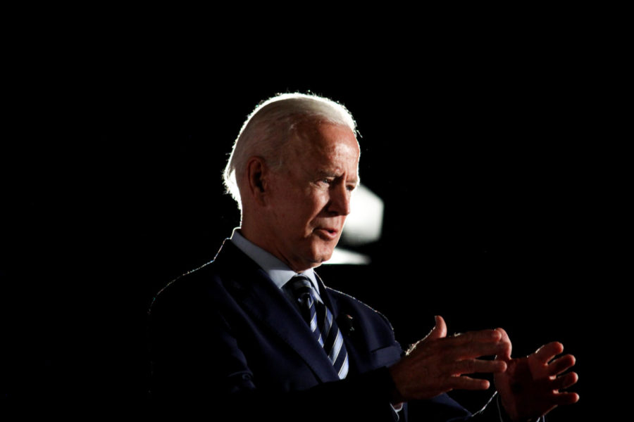 Presidential candidate and former Vice President Joe Biden addresses a crowd of attendees on July 15 at the 2020 Presidential Candidate Forum at the Olmsted Center at Drake University. 