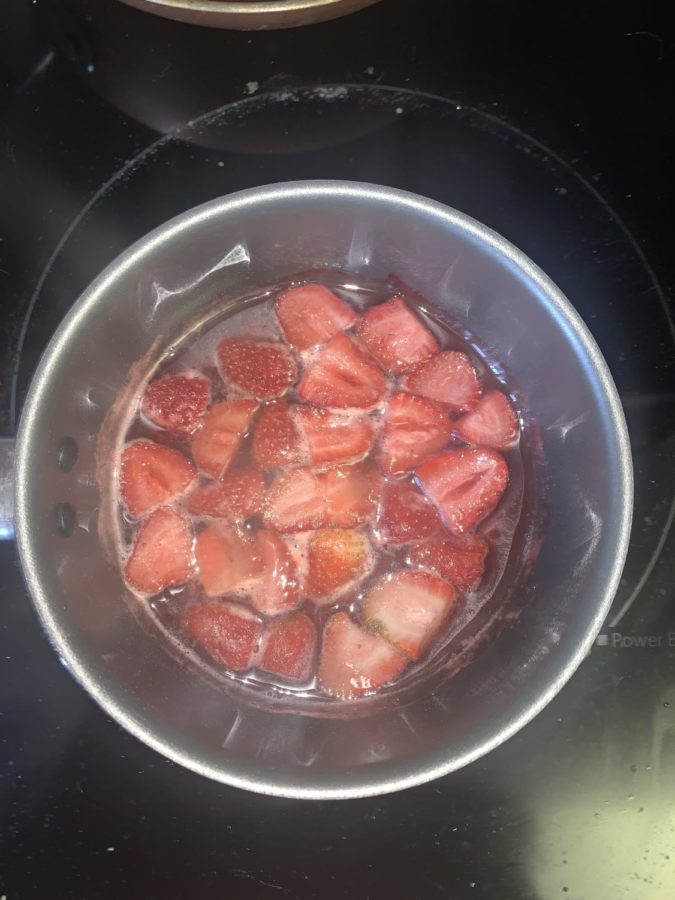 Heating your choice of berries over low heat with water and sugar will result in a fruit-flavored, syrup consistency.