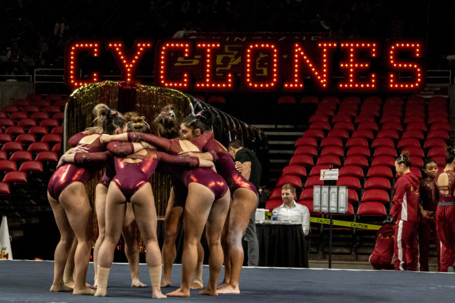 Iowa State gymnastics prepares for its Iowa Corn Cy-Hawk Series matchup with the University of Iowa on March 6, 2020 in Hilton Coliseum.