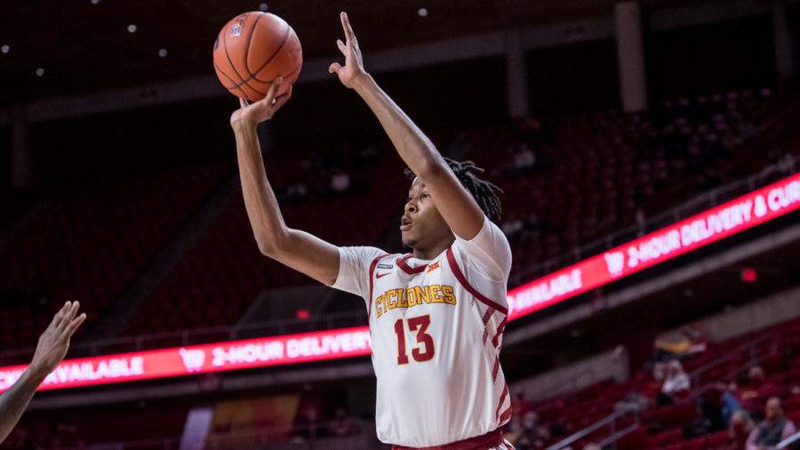 Iowa State forward Javan Johnson attempts a shot in a 74-65 loss to Kansas State on Dec. 15.