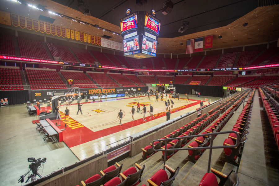 Hilton Coliseum seats during the Iowa State mens basketball season opener on Nov. 29.