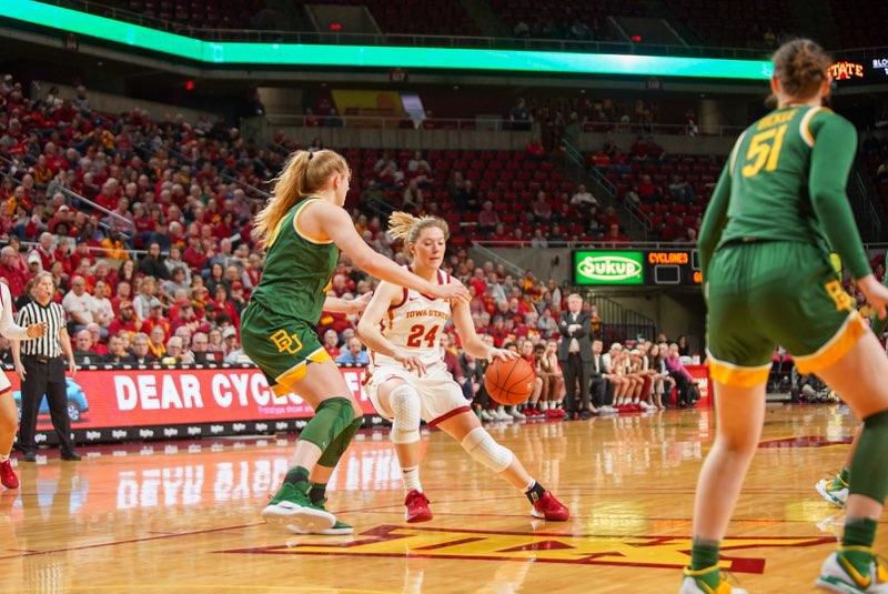 Iowa State then-sophomore forward Ashley Joens drives to the hoop against No. 2 Baylor. She made the game-winning free throw in Iowa States 57-56 win over Baylor on March 8.