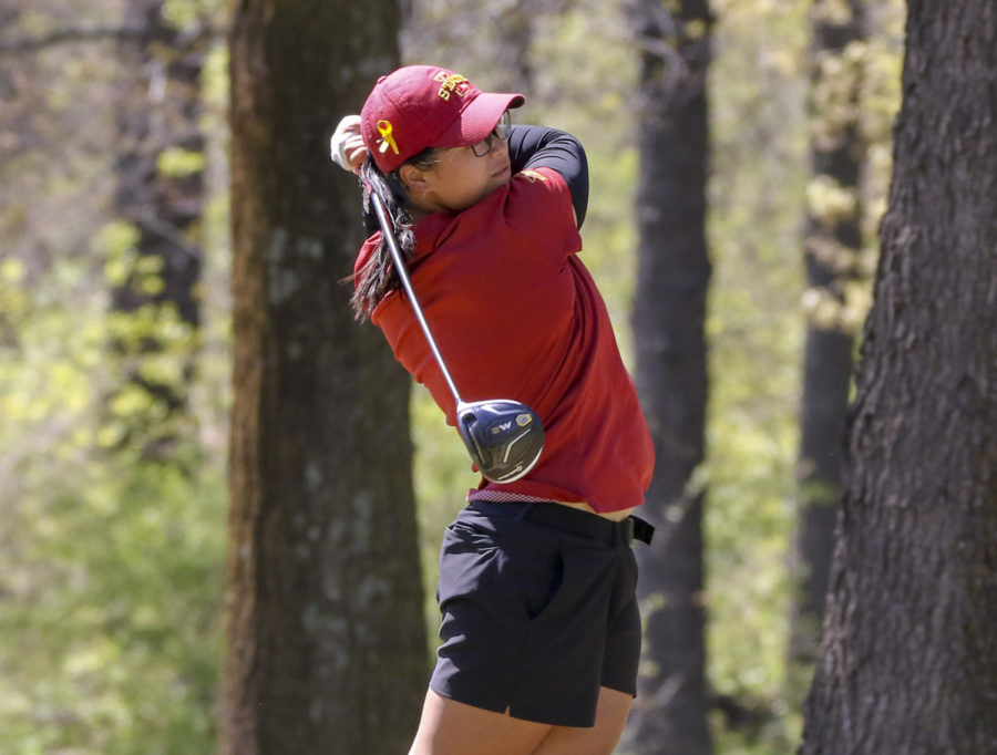 Iowa States Joy Chou competes in the 2019 Big 12 Womens Golf Championship on April 15, 2019, at the Golf Club of Oklahoma in Broken Arrow, Oklahoma. 