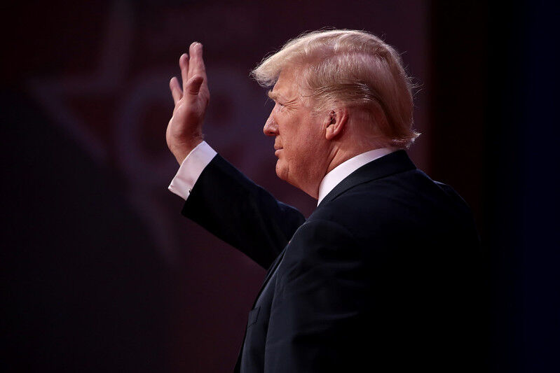 President Donald Trump giving a wave.