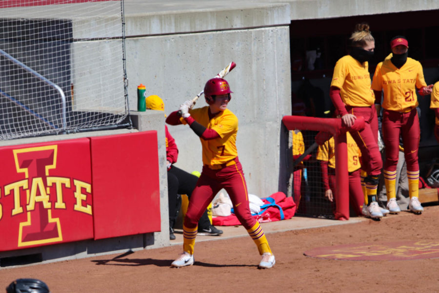 Then-junior Sami Williams gets ready to bat during Iowa States loss to Texas Tech. Iowa State lost to Texas Tech 8-4 on March 31, 2019, dropping their record to 18-15 overall and 1-5 in Big 12 play. 