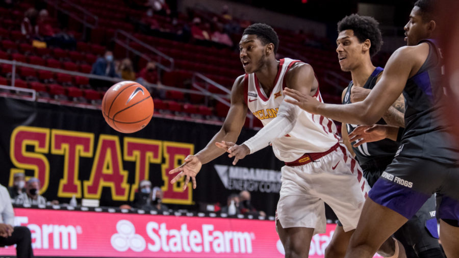 Iowa+State+senior+guard+Jalen+Coleman-Lands+chases+a+loose+ball+against+TCU+on+Feb.+27.%C2%A0