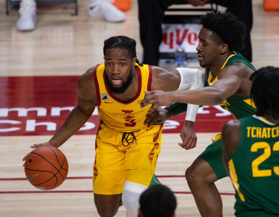 Iowa State guard Tre Jackson moves with the ball against No. 2 Baylor on Jan. 2 at Hilton Coliseum.