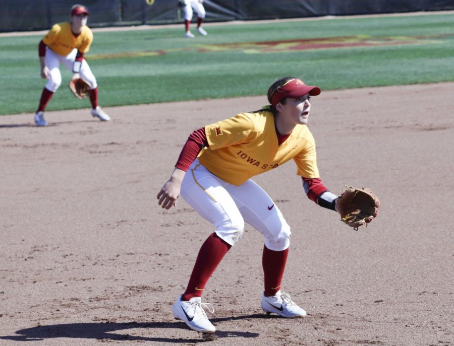 Then-Iowa State junior Logan Schaben waits for the pitch during the Iowa State vs. Kansas game May 3. The Cyclones defeated the Jayhawks 3-2.
