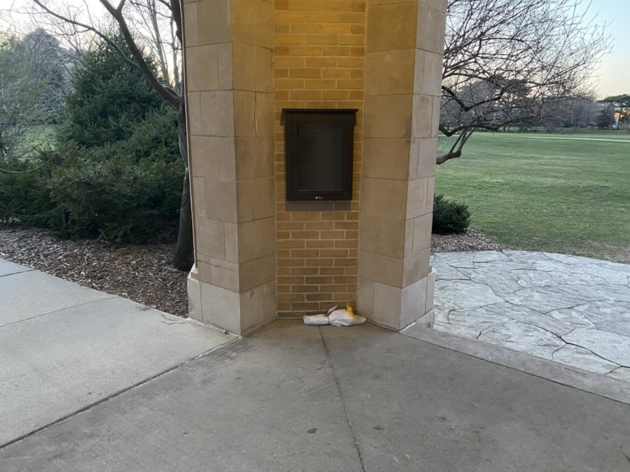 A memorial was been set up under the Campanile for the two students lost in a boating accident March 28, 2021.