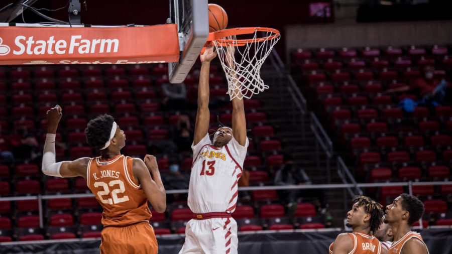 Javan Johnson goes up to the basket in Iowa States 81-67 loss to Texas on March 2. 