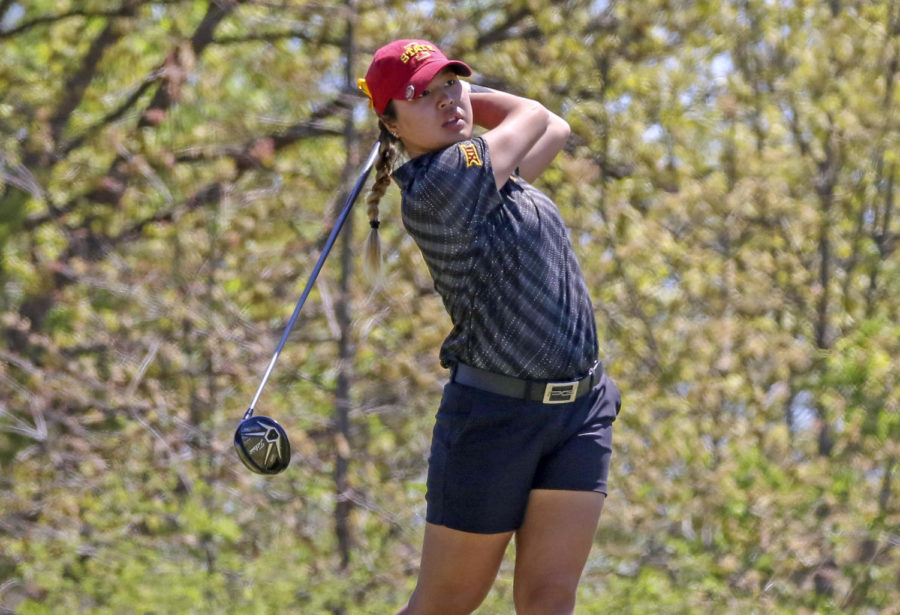 Senior Chayanit Wangmahaporn competes in the 2019 Big 12 Womens Golf Championship on April 14, 2019. 