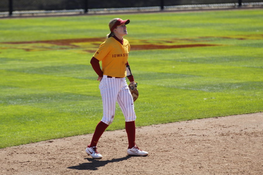 Iowa State senior Sami Williams stands ready in Iowa States game vs No.1 Oklahoma on March 28 at the Cyclone Sports Complex.