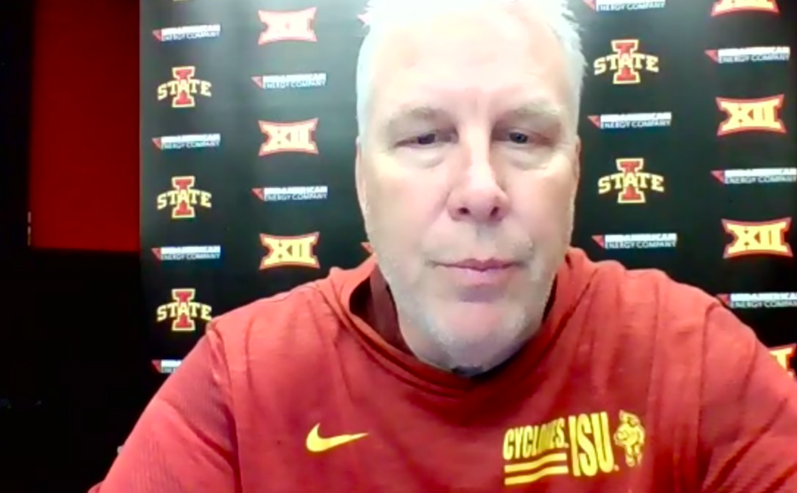 Iowa State defensive coordinator Jon Heacock talks with the media over Zoom on April 28. 