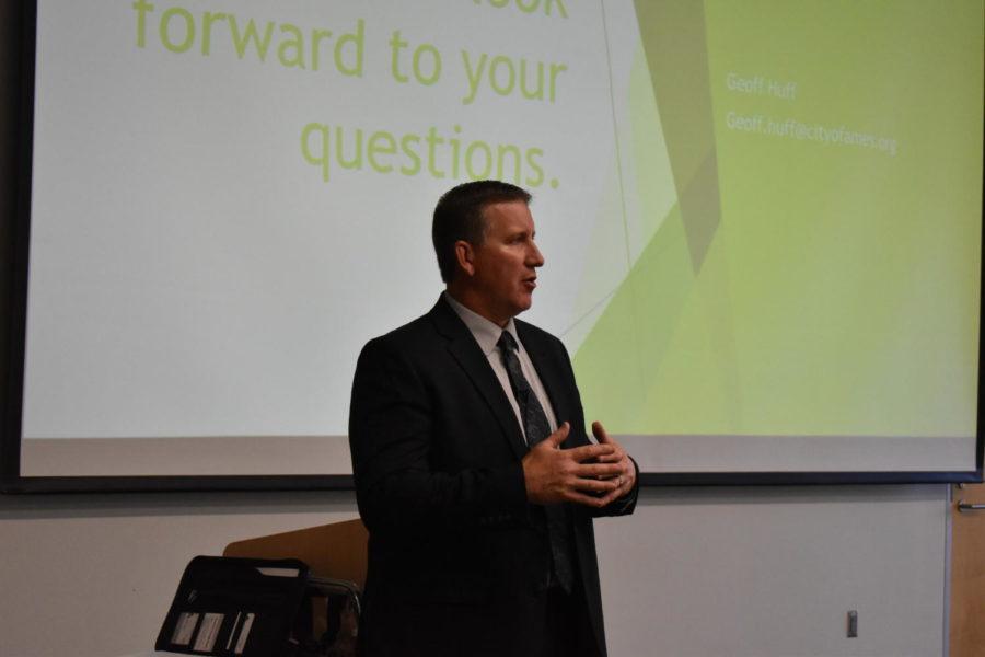 Focusing on what’s been done during his time as interim police chief and what he hopes to accomplish, Huff presented his goals and plans to a crowd of 50 on June 7 at the Ames Public Library. 