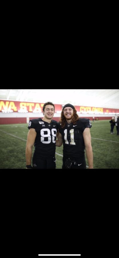 Iowa State tight ends Charlie Kolar (left) and Chase Allen (right) have built a strong relationship over the last four seasons. (Photo courtesy of Chase Allen)