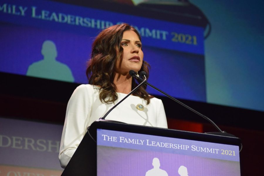 South Dakota Gov. Kristi Noem speaking at the FAMiLY Leader Summit on July 16.