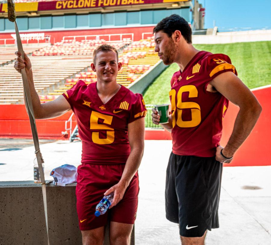 Iowa State expects good competition and improved kickoffs this season with the addition of grad transfer Andrew Mevis (left) and the return of veteran kicker Connor Assalley (right). 