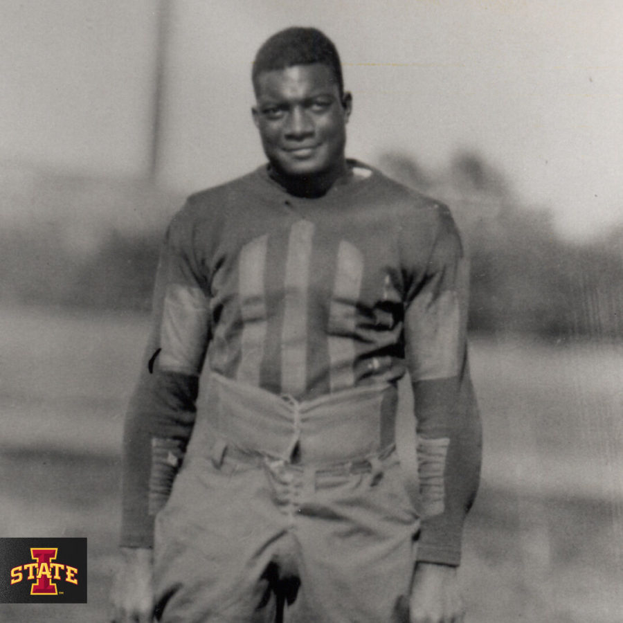 A picture of Jack Trice in 1923. Trices uniform pattern was honored by Iowa State Athletics with the addition of a new uniform patch for the 2020 season.