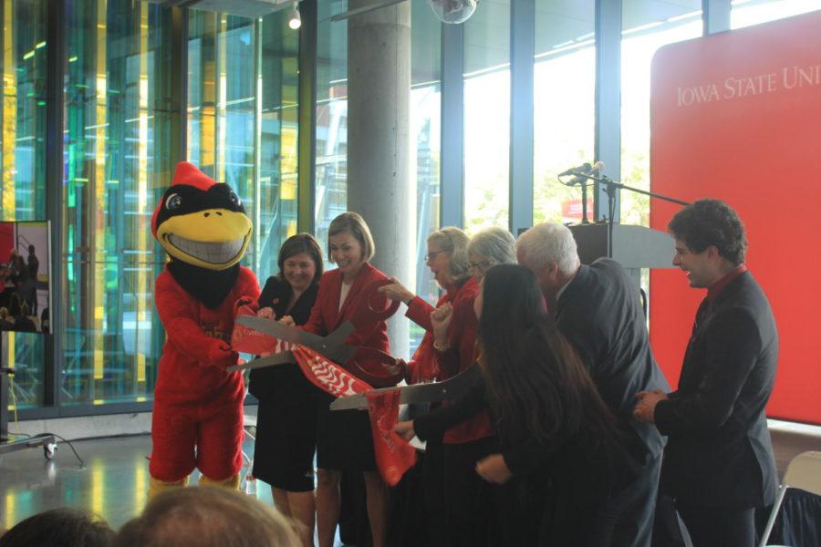 The Student Innovation Center held its dedication ceremony Sept. 30. Gov. Kim Reynolds joined Iowa State President Wendy Wintersteen and others for the ribbon-cutting at the ceremony.