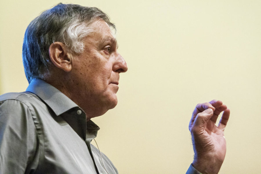 Nobel Prize winner in chemistry Danny Shechtman gives a lecture on March 13, 2013.