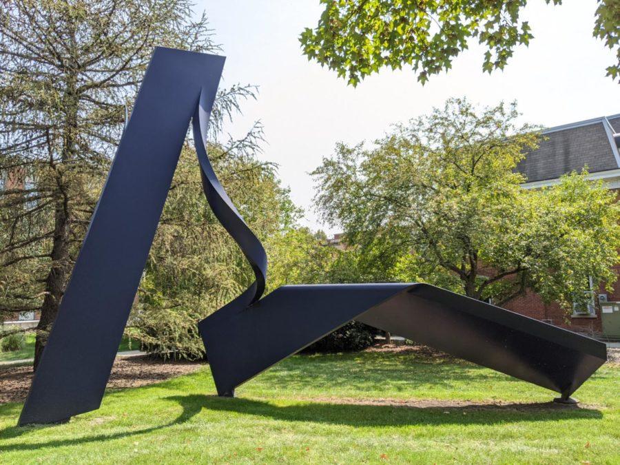 Carom Maquette, 1986 by Bruce White. Painted aluminum. Iowa Art in State Buildings project for Black Engineering. In the Art on Campus Preparatory Studies and Maquette Collection, University Museums, Iowa State University, Ames, Iowa.