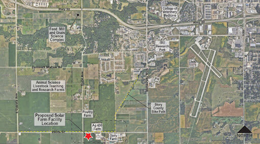 The proposed location for the solar farm facility.