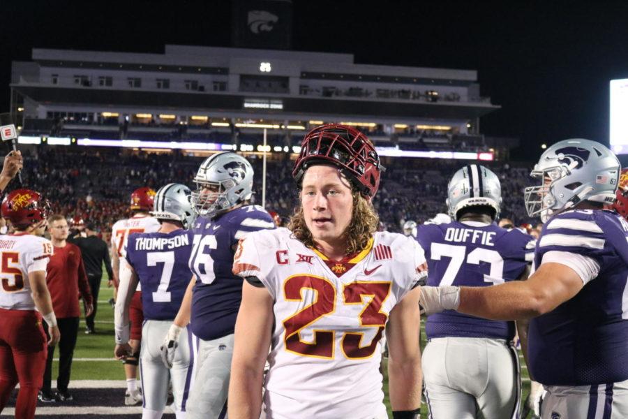 Iowa State linebacker Mike Rose walks off the field after the Cyclones 30-20 win over Kansas State on Oct. 16.