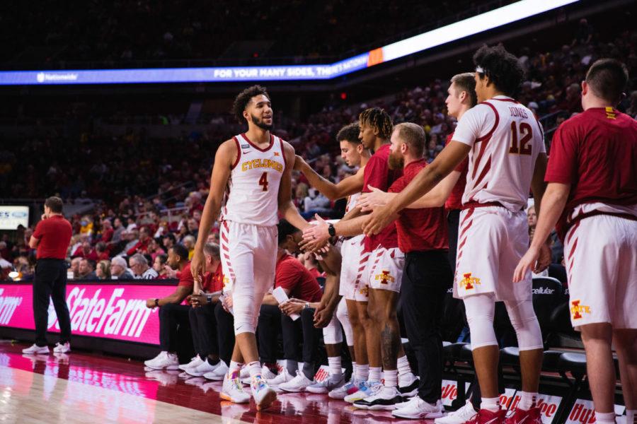 Iowa State senior George Conditt IV walks back to the bench during the Cyclones 82-47 win over Grambling State on Nov. 21.
