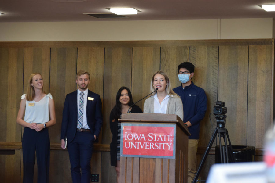 Iowa State Student Government President Julia Campbell discussed StuGovs trip to Texas to meet with other university student governments in the Big 12 during the Sept. 22 meeting at the Memorial Union.