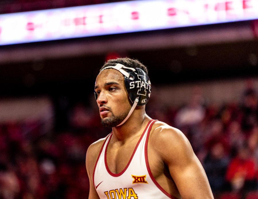 Iowa State redshirt senior Marcus Coleman wrestles on Nov. 27 in a 26-9 win over Army for Iowa State.