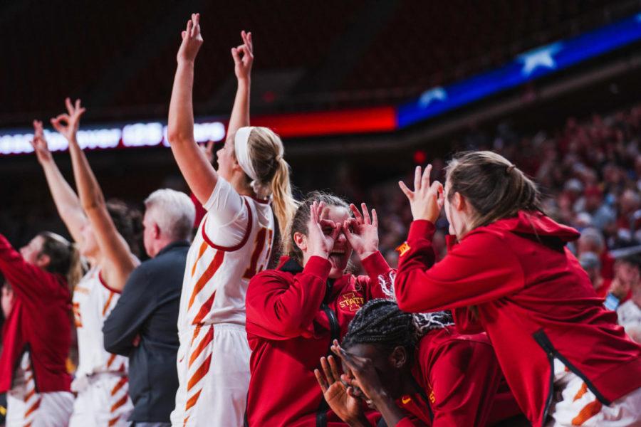 Iowa States bench celebrates during the Cyclones win against Northern Iowa on Dec. 12.