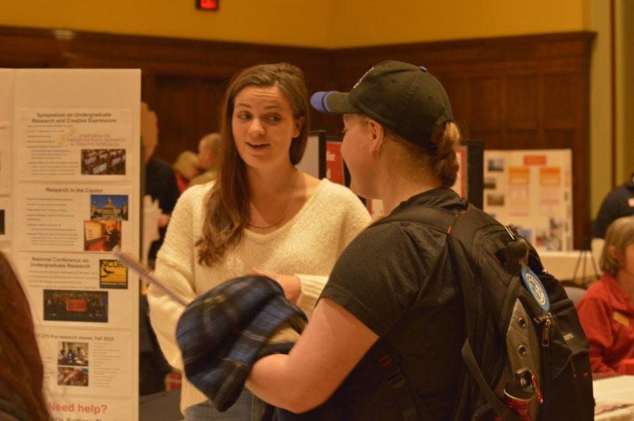 A+student+learns+about+the+different+opportunities+to+study+abroad+at+the+2019+Study+Abroad+Fair.