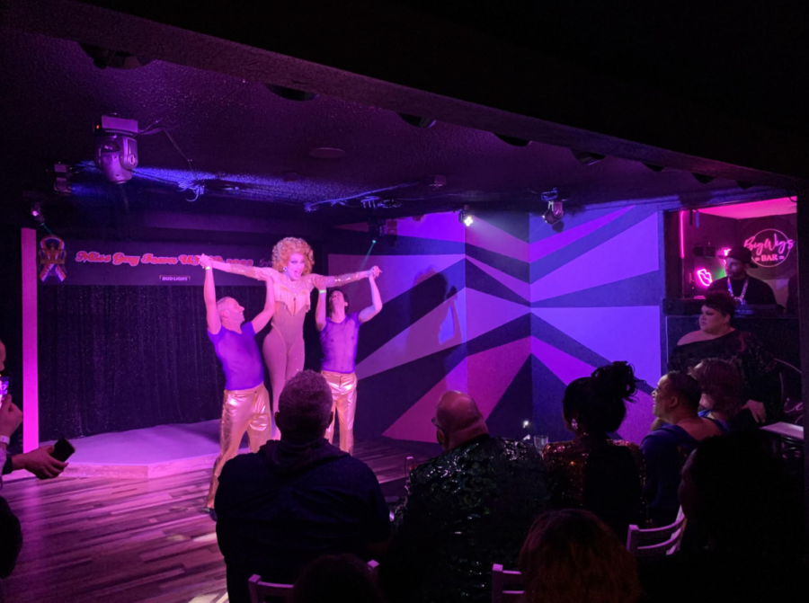 Destiny Cass performs her winning act at the Miss Gay Iowa USofA Pageant. 