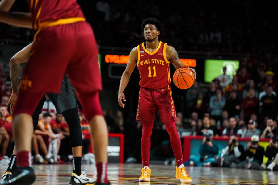 Tyrese Hunter initiates offense for the Cyclones in their win over Missouri on Jan. 29.