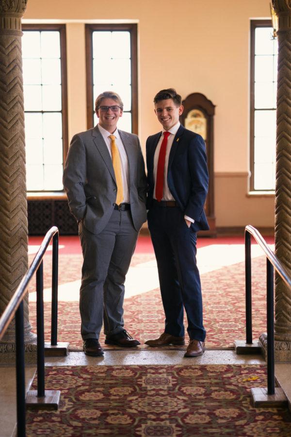 Senior Jacob Ludwig (right) is running for student body president alongside his running mate Jaden Ahlrichs (left).