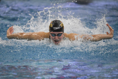 Iowa State senior Lehr Thorson competes at the 2022 Big 12 Swim and Dive Championships on Feb. 24 in Morgantown, W.VA.