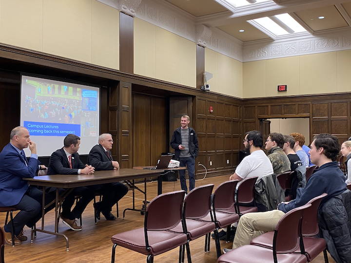Iowa State senators speak to Iowa State students and Ames community members Tuesday evening at the Memorial Union.