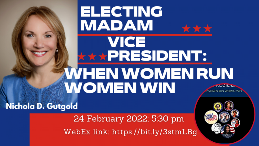 Nichola D. Gutgold will be discussing the role of women in politics this Thursday over WebEx.
